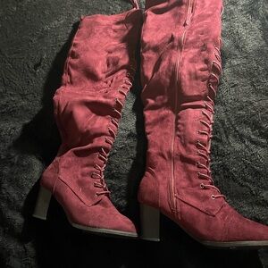 Women's Burgundy Knee-High Boots
